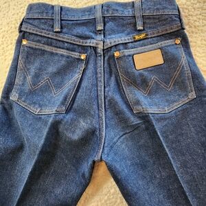 Vintage Wrangler 13MWZ Made USA 100% Cotton Wide Leg Jeans 28x34 Fits 27x33